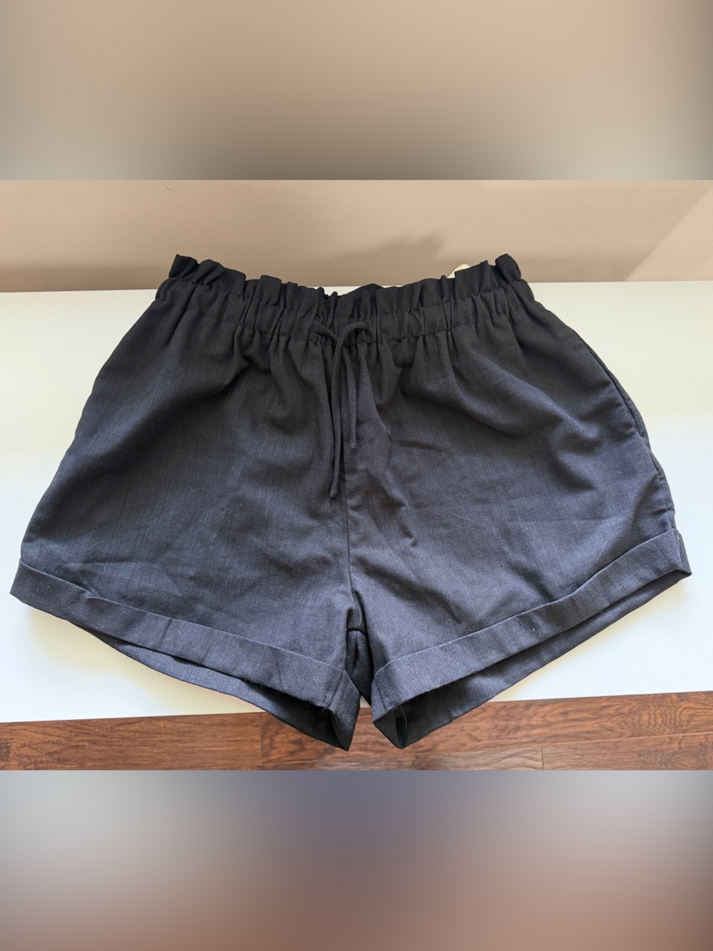 Altar’d State Black Women's Elastic-Waist Linen Blend Shorts